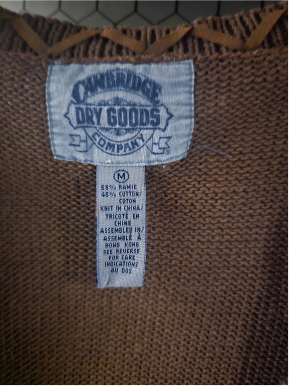 Women's Vintage Cambridge Dry Goods Knit Vest Size M Brown Pink